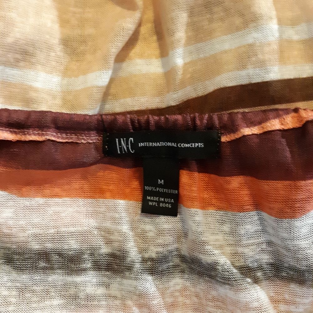 INC peach striped sheer blouse - Picture 2 of 4